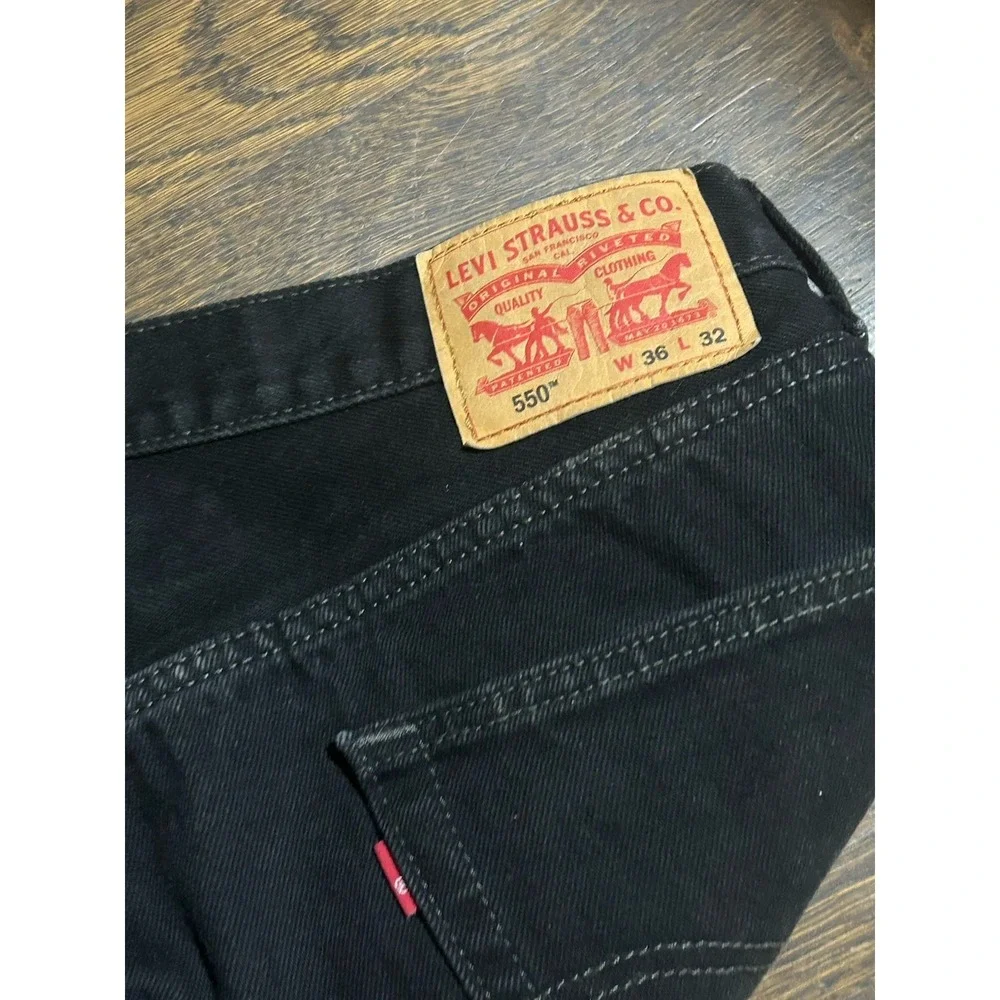 Levis 550 Men's Relaxed Fit Straight Leg Black Jeans - Size‎ 36x32